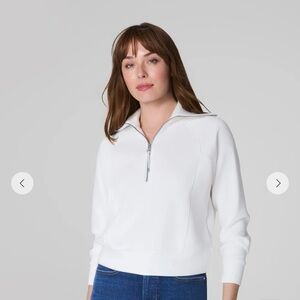 SPANX Classic White Half Zip-Up from the air essentials collection.